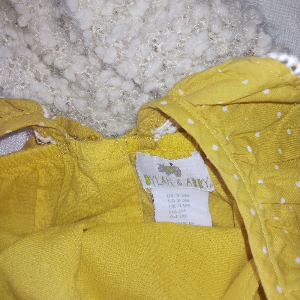 Dylan And Abby Yellow Polka Dot Baby Romper - Picture 6 of 6